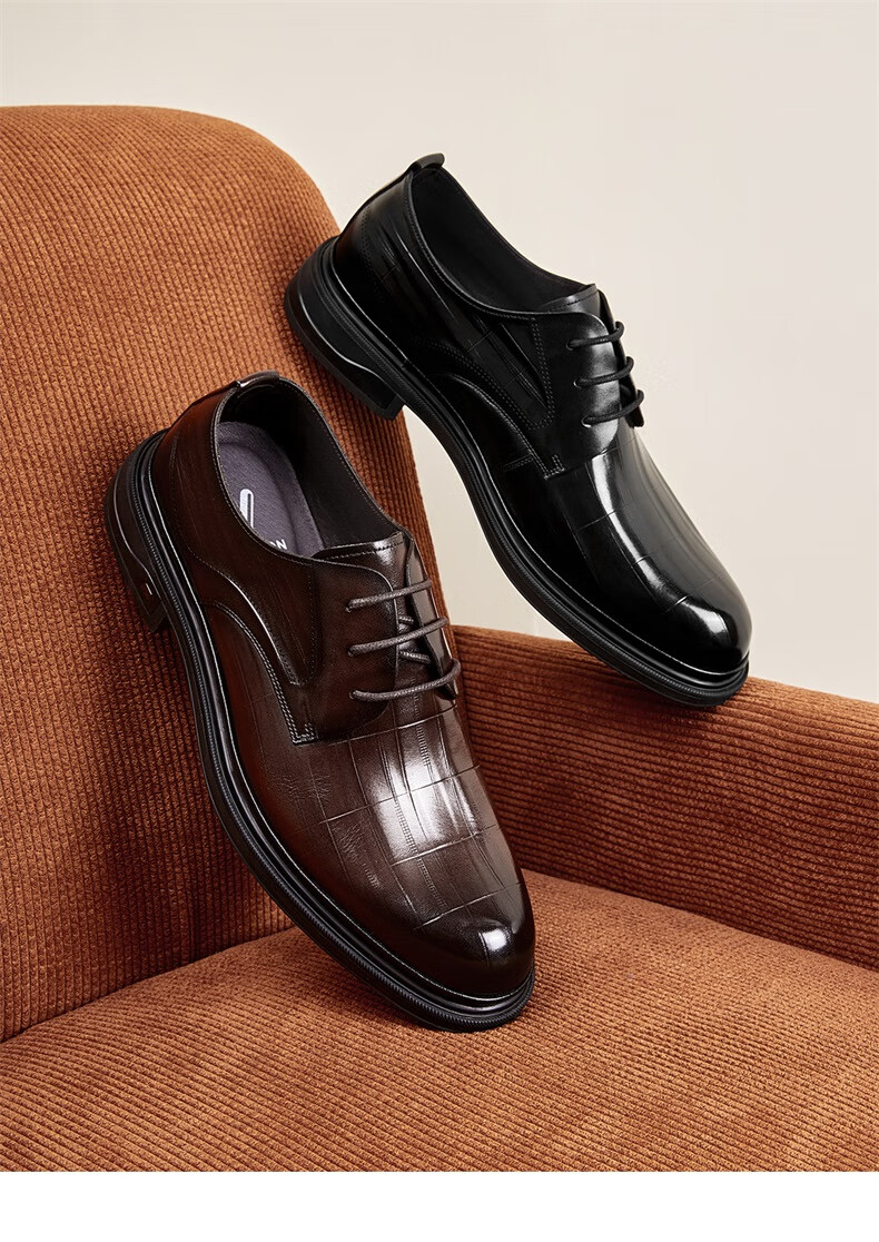 Yierkang Men's Business Formal Leather Shoes, British Style Dress Shoes for Commuting And Weddings, 96141W, Black, Size 43 1