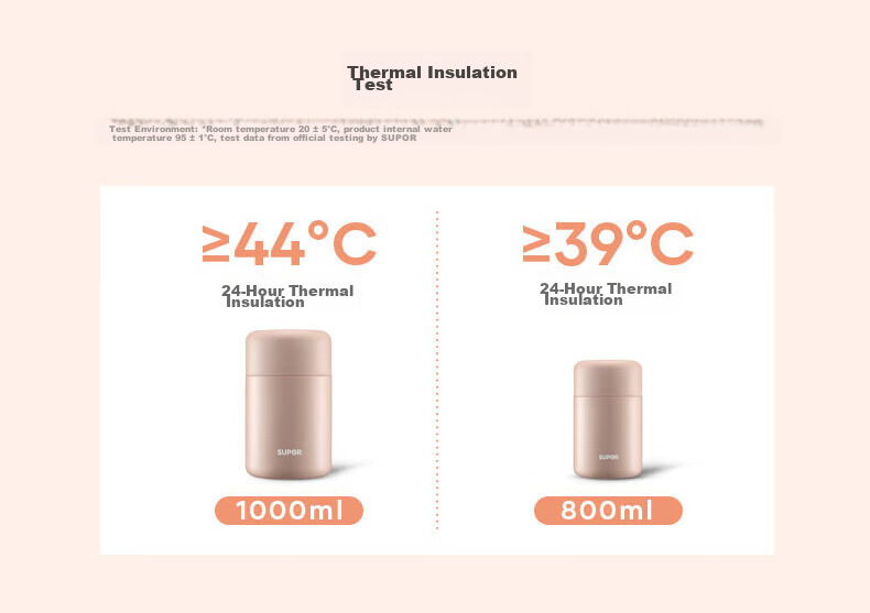 SUPOR Thermal Food Jar, 316L Stainless Steel Vacuum Insulated Pot, Vacuum Lunch Box for Men And Women, 800ML, Pink 9