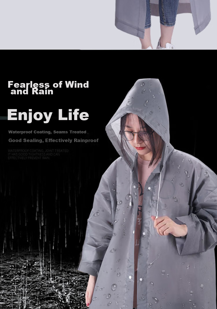 BWNK Disposable Raincoat, Adult Portable Long Cycling Poncho, Unisex Long Hooded Raincoat, Gray, One Size Fits All 3