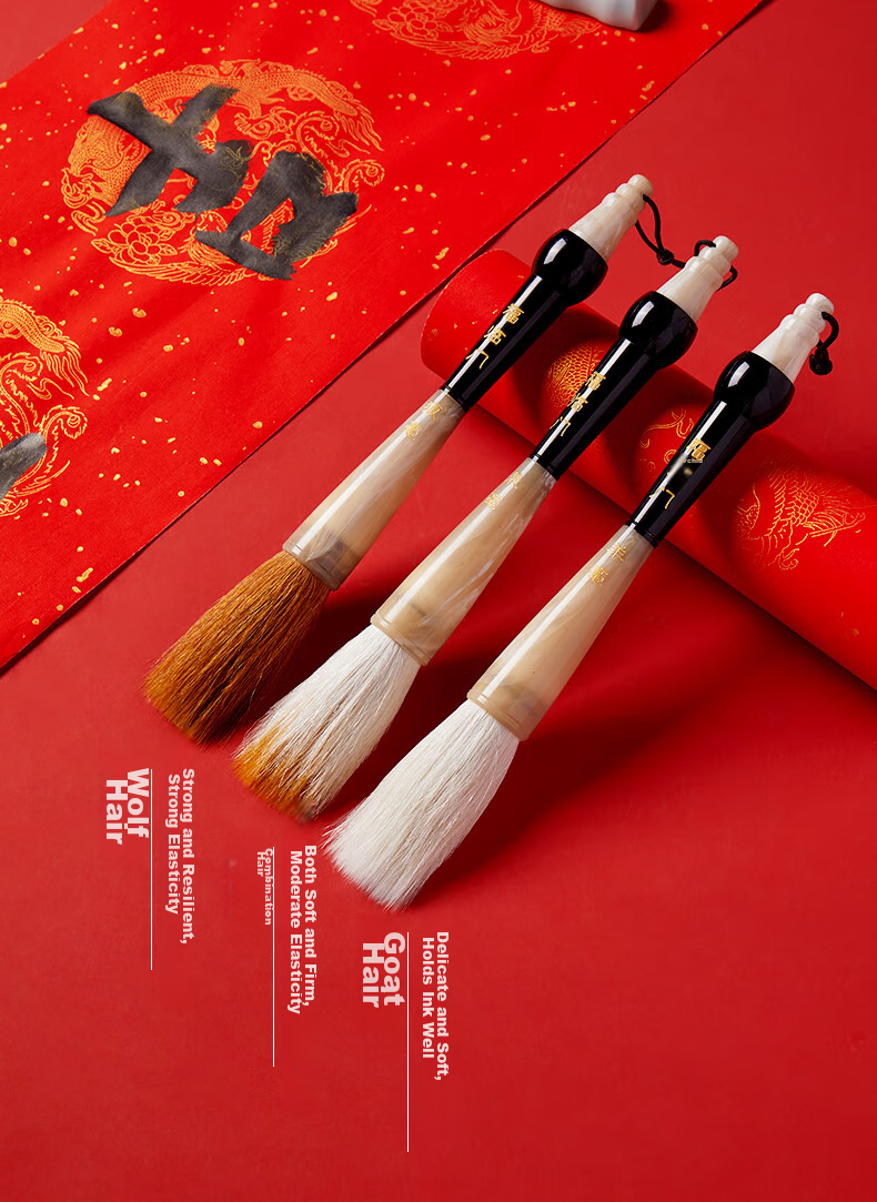 Liupinshuyuan Fulinmen Large Brush Pen, Wolf Hair Calligraphy Brush for Writing Spring Festival Couplets, Square Brush for Writing "Fu" Character, Large Size for Beginners And Adults, Professional-Grade Calligraphy And Chinese Painting Creation Brush 7