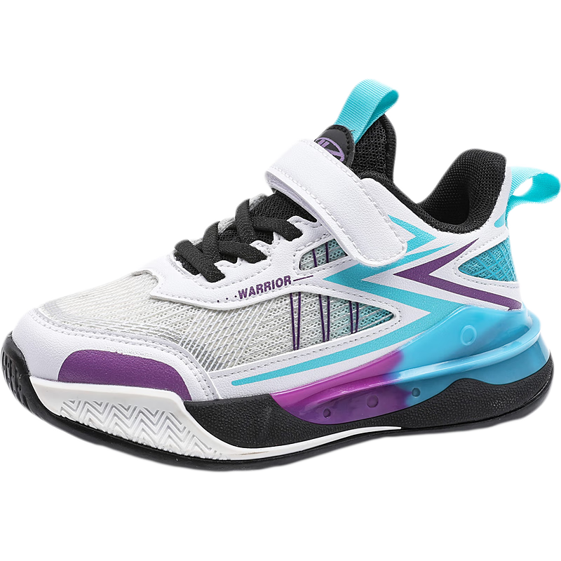 Warrior Boys' Shoes, Children's Running Shoes, Sports Casual Shoes for Older Kids, Basketball Shoes, WZ-B193T, Beige And Blue, Size 36