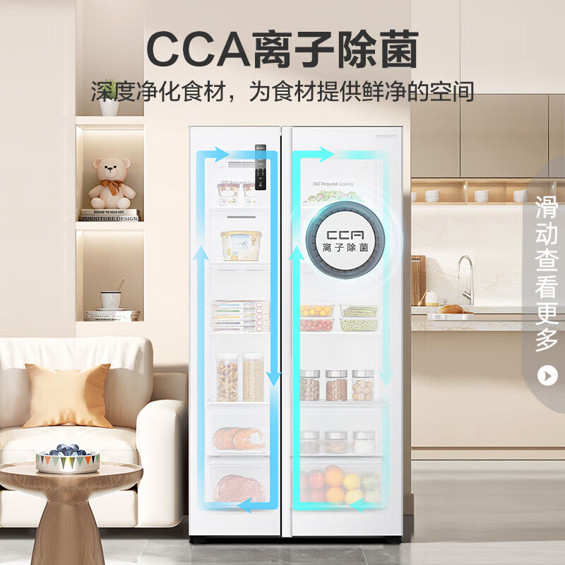 容声545升对开门电冰箱一级能效风冷无霜双变频双开门白色大容量家用 BCD-545WD6HP珍珠白