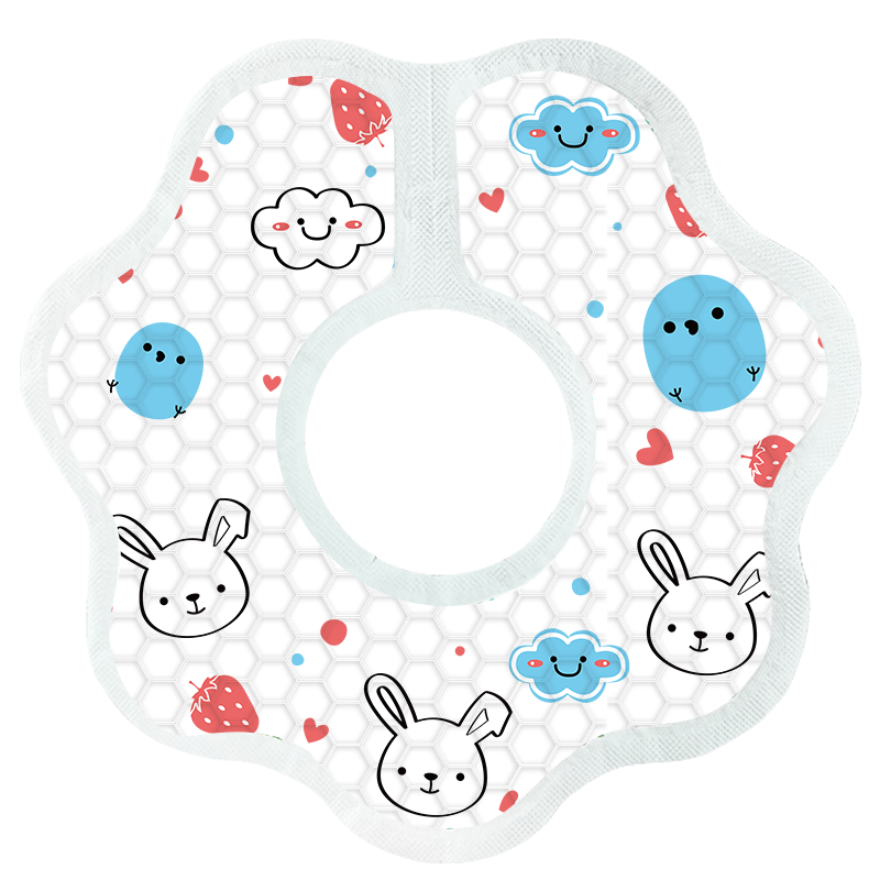 Ankexin Disposable Drool Bibs, Baby Bibs, Newborn No-Wash Bibs, Enlarged Inner Diameter, Food Bibs, 40 Pieces, Rabbit Desig