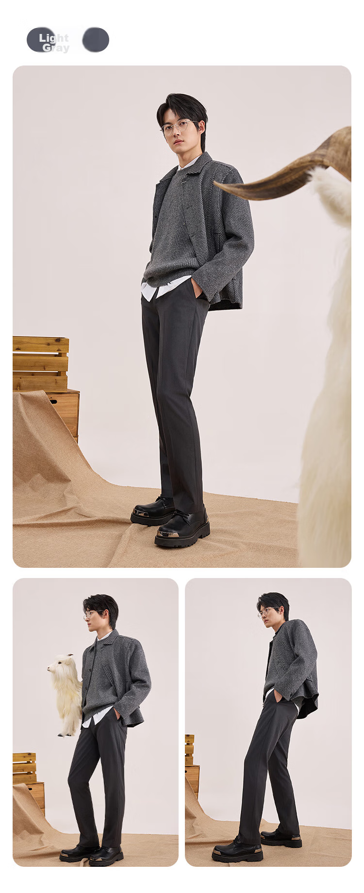 JD Original [Machine Washable Wool Dress Pants] Men's Casual Trousers Spring And Autumn Men's Pants Business Straight-Leg High-End Black Size 32 14