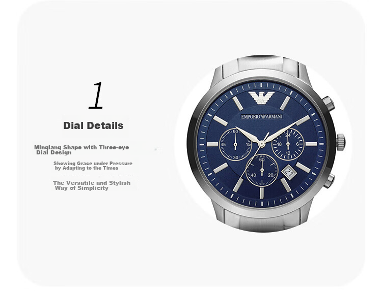 EMPORIO ARMANI Aviator Watch for Men, Three-Eye Chronograph Quartz Watch for Men, Birthday Gift for Boyfriend AR2434 6