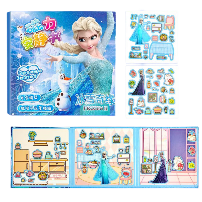 MAILE KID Frozen Magnetic Quiet Book Educational Toy with Stickers for Boys And Girls, Birthday Gift