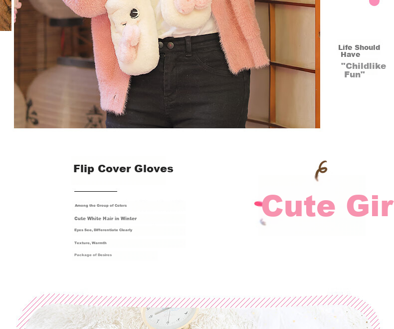 677888 Flip-Top Gloves for Women, Winter Student Cute Cycling Warm Half-Finger Christmas Gift for Girls Birthday Present 24