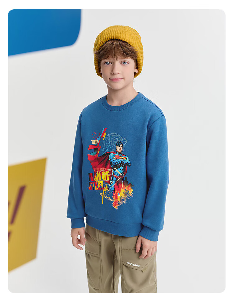 BALABALA DC Superman BalaOne Boys' Fleece Lined Sweatshirt Kids Winter 2025 Top 208425121102 6