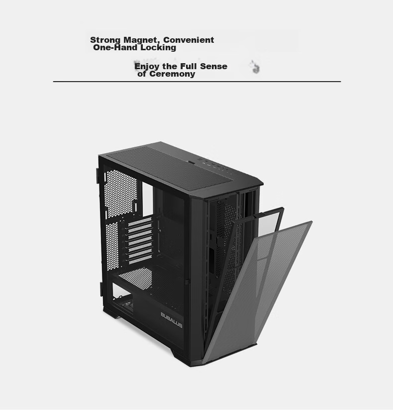 BUBALUS Guardian S301 Type-C Version Computer Desktop Case (Top And Front 360mm Water Cooling Positions / Supports E-ATX / Fully Side-Transparent Glass / 12 Fan Positions / LED Keyboard) 3