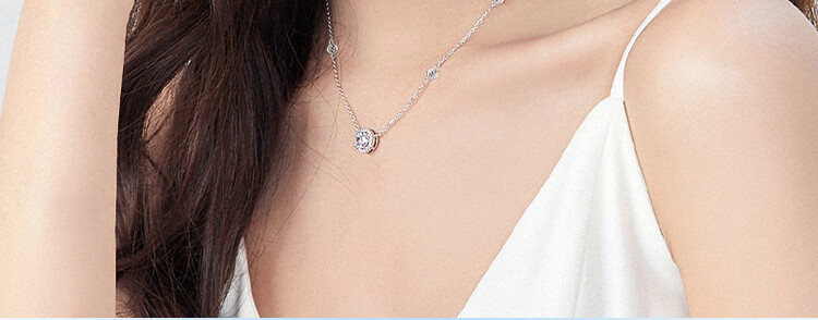 FanciFanci Star Dot Necklace White Silver Women's Light Luxury Pendant Birthday Gift for Girlfriend 13