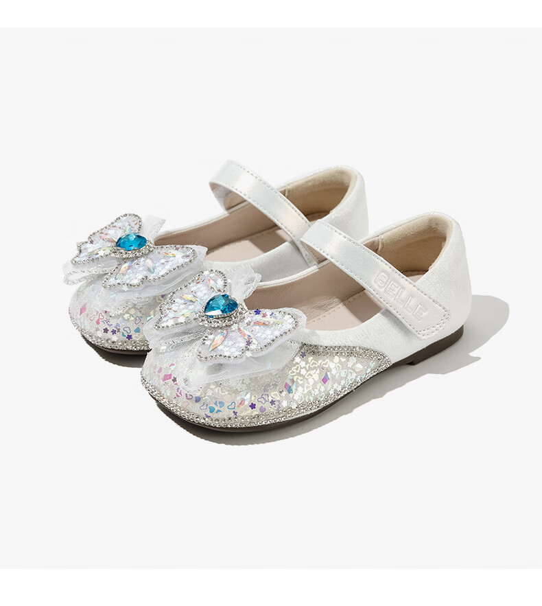 Belle Children's Shoes [Exclusive Style], Girls' Leather Shoes, Kids' Princess Shoes, Baby Crystal Shoes, Spring And Autumn Flats, Pink, Size 30 10