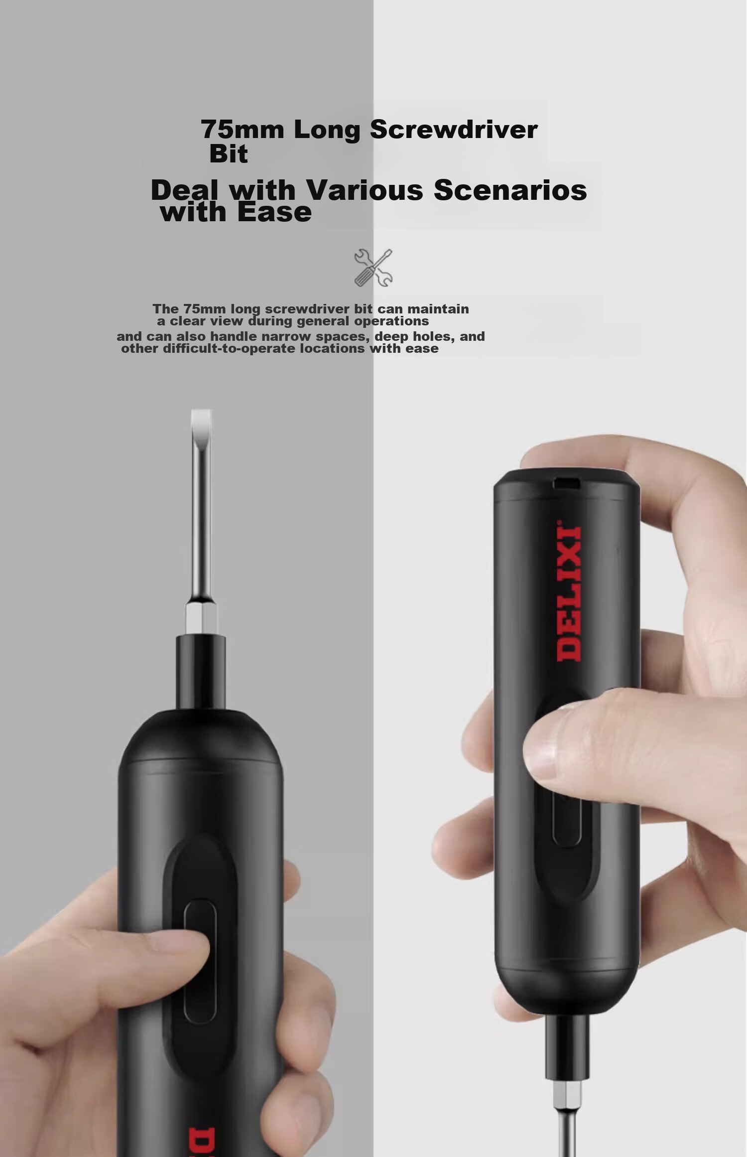 DELIXI ELECTRIC Electric Screwdriver, Portable Mini Multi-Function Rechargeable High-Voltage Insulated Screwdriver, Hand Drill, Electric Rotary Tool for Home Use 24