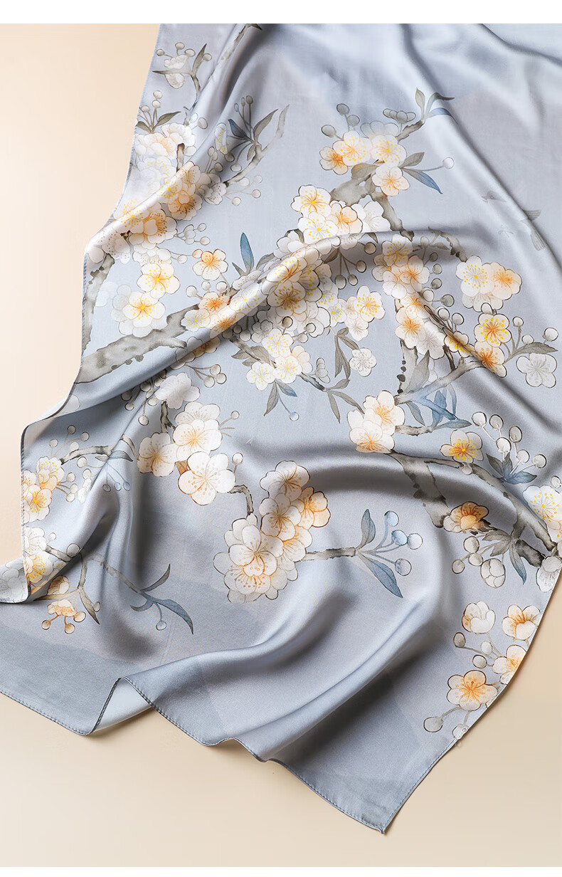 Hangsifu Silk Chinese-Style Scarf, Mulberry Silk Shawl, Birthday Gift for Mom, Practical Gift Box for Women, Machine Gree 31