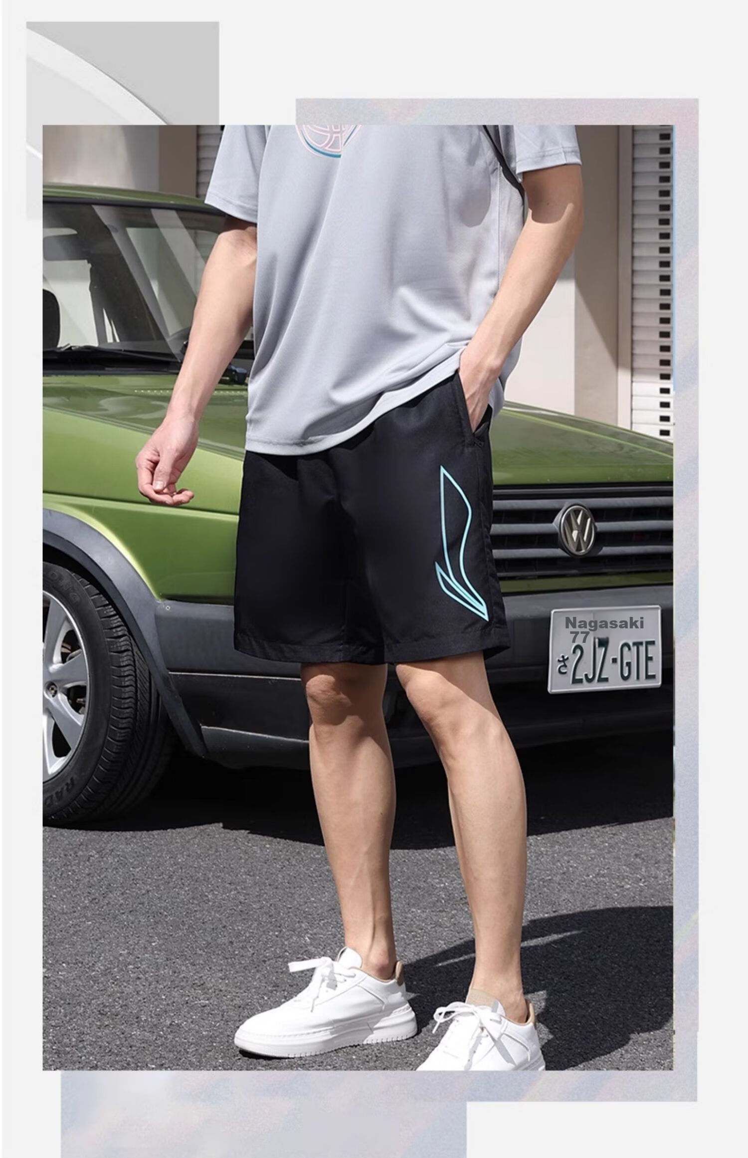 Li-Ning Men's Sports Shorts, Summer Ice Silk Quick-Dry Casual Loose Pants, Running Fitness Basketball Training Five-Point Shorts, Black 27