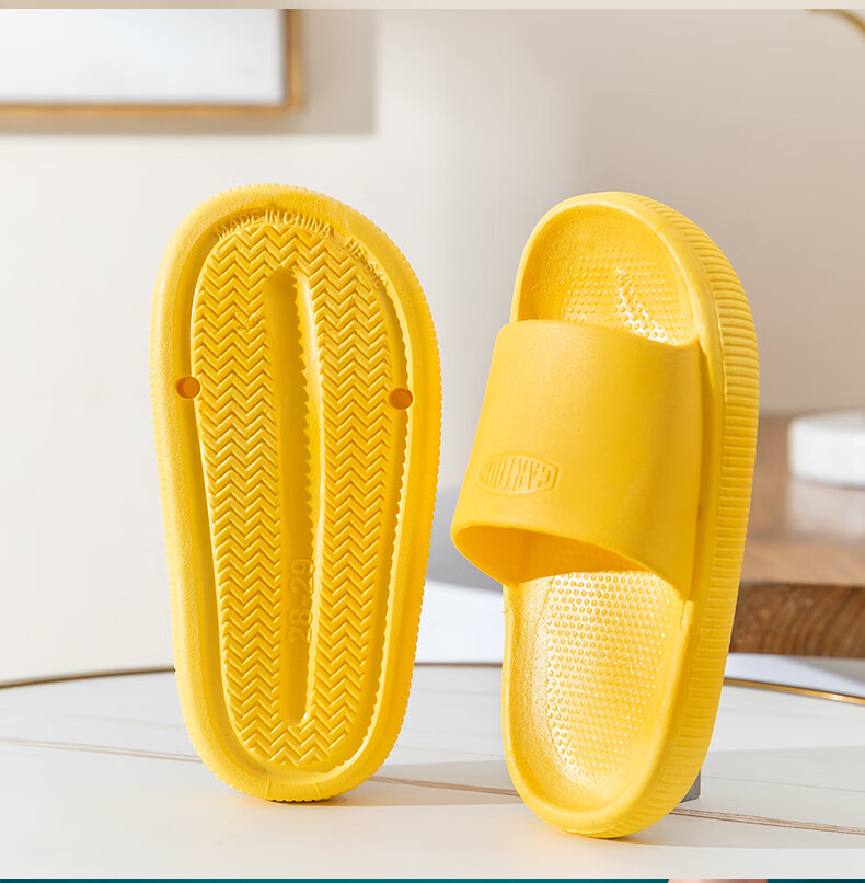 JOYTOUR Indoor And Outdoor Slippers, Disposable Slippers for Guests, Non-Slip Soft Sole Sandals, Shower Slippers, Yellow, Size 38-39 9