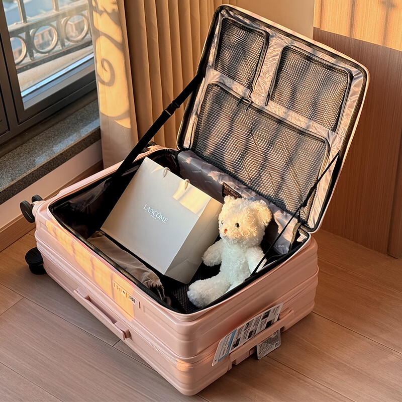 ROAMING Side-Opening Large Capacity Suitcase with Zipper And Wheels, Travel Luggage for Men And Women, Pink, 26 Inches