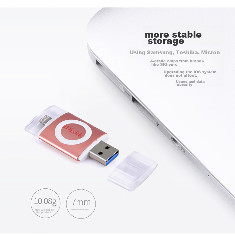IDiskk 256GB MFi Certified Four-In Phone USB Drive, Type-C Direct Connection to Computer, Large Capacity Storage, Suitable for Huawei, Android, Apple 15 IPhone 16, Photo Backup Flash Drive 6