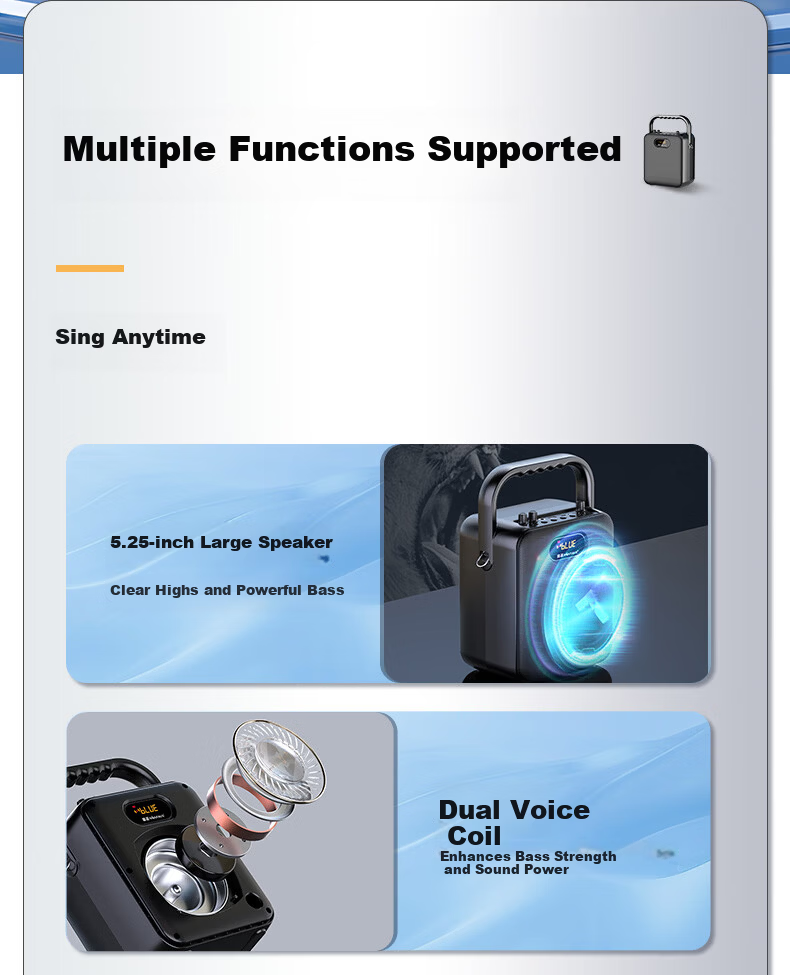 Jinzheng S18 Wireless Bluetooth Speaker Outdoor High Volume Square Dance Sound Portable Handheld Stall Music Player Deep Bass Long Battery Life 6