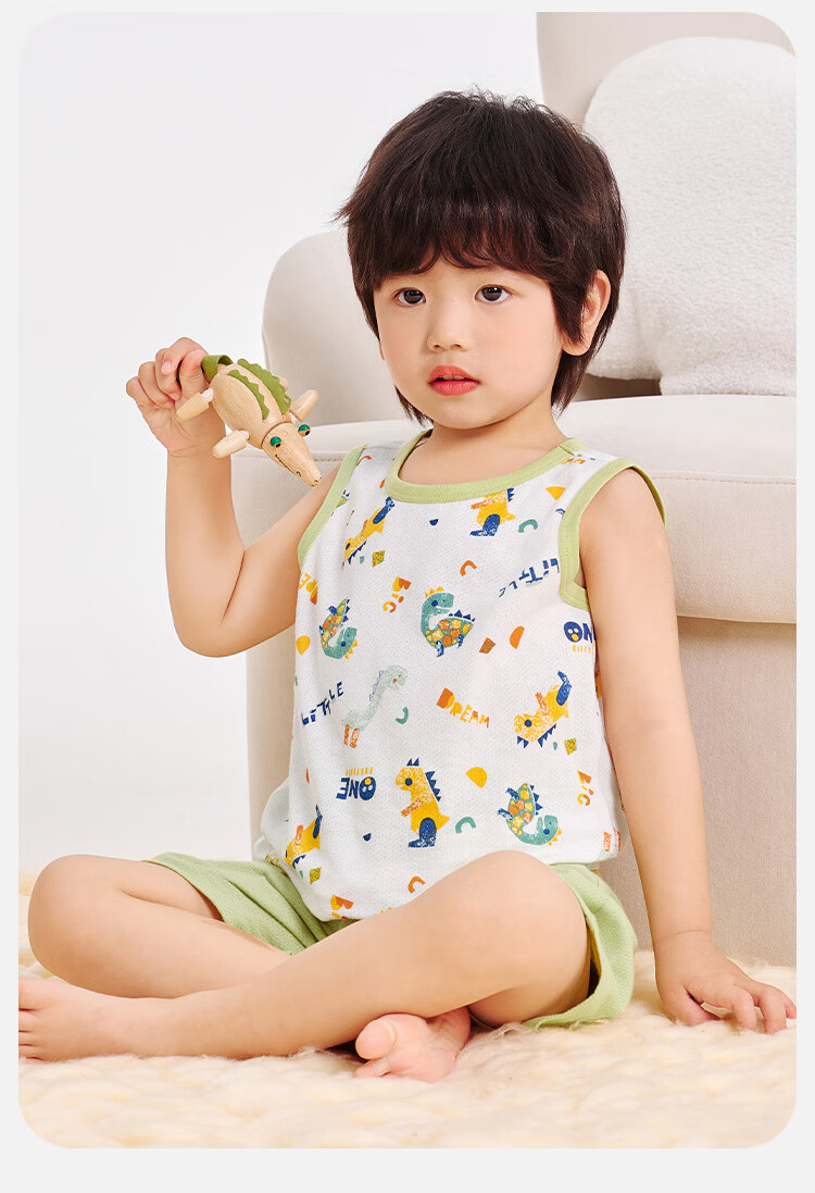 YUZHAOLIN Children's Vest Set, Summer Boys' Vest And Shorts Two-Piece Outfit, Clothing for Young Kids, Children's Wear, Dinosaur Robot Desig 8