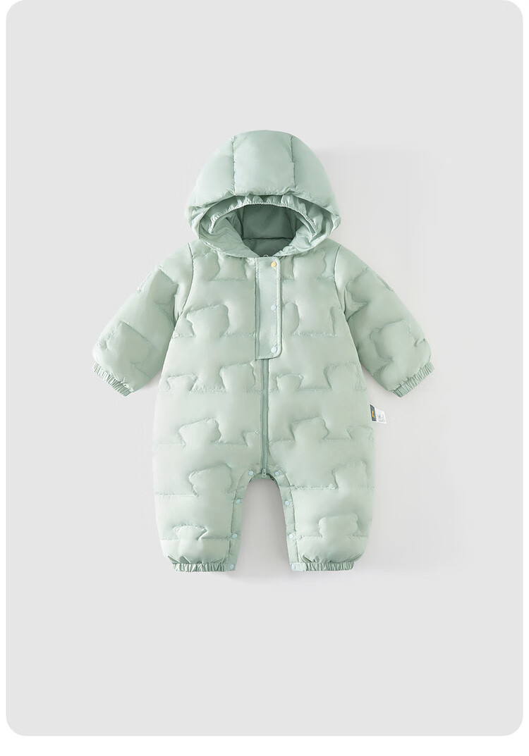 TONGTAI Baby Down Jacket One-Piece Autumn Winter Unisex Hooded Romper Three-Proof Duck Down Crawling Suit Warm Yellow 100cm 15