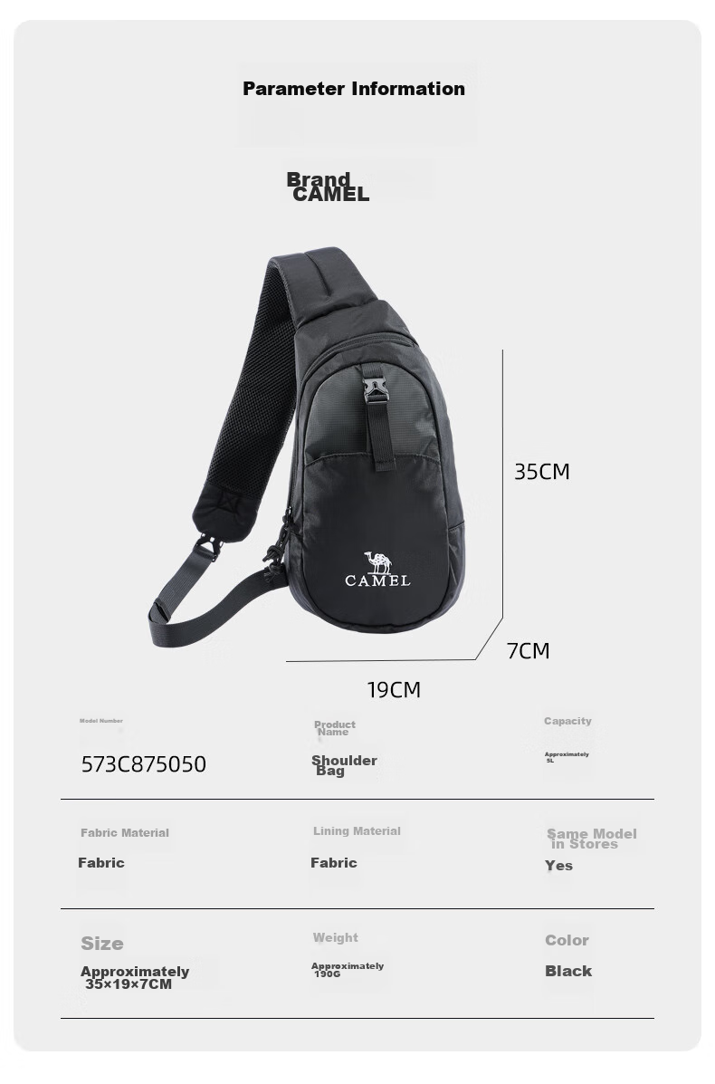 CAMEL Unisex Crossbody Commuter Messenger Cycling Bag Sports Shoulder Bag Trendy 573C875050A Black 6
