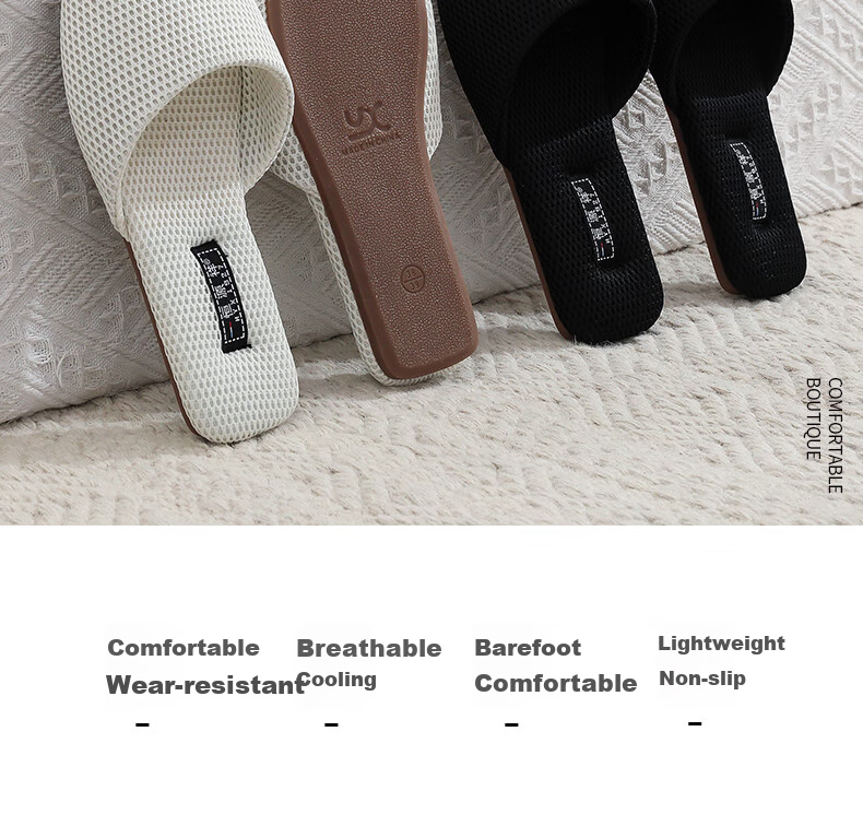 Hengyuanxiang Breathable Mesh Sandals for Couples with Cowhide Soles, Non-Slip Open-Toe Home Slippers for Men And Women, Summer, White, Size 40-41 2