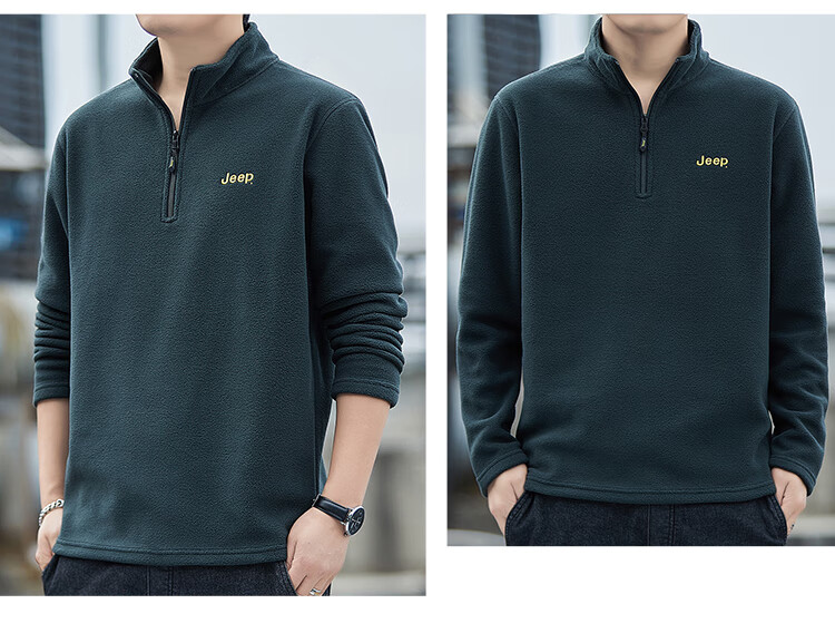 JEEP Men's Sweatshirt, Loose-Fitting Long-Sleeve T-Shirt for Autumn And Winter, Fleece-Lined Thick Casual Clothing for Men, Black, Size M 19
