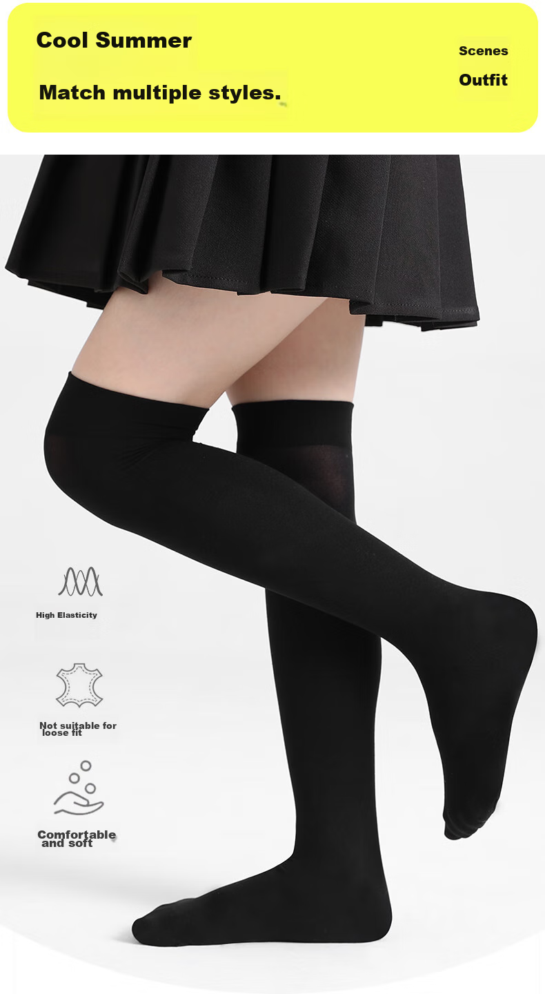 Barbie Children's Mid-Calf Socks, Girls' Thin White Socks for Spring And Autumn, Boys' Black Over-Knee High Socks 8