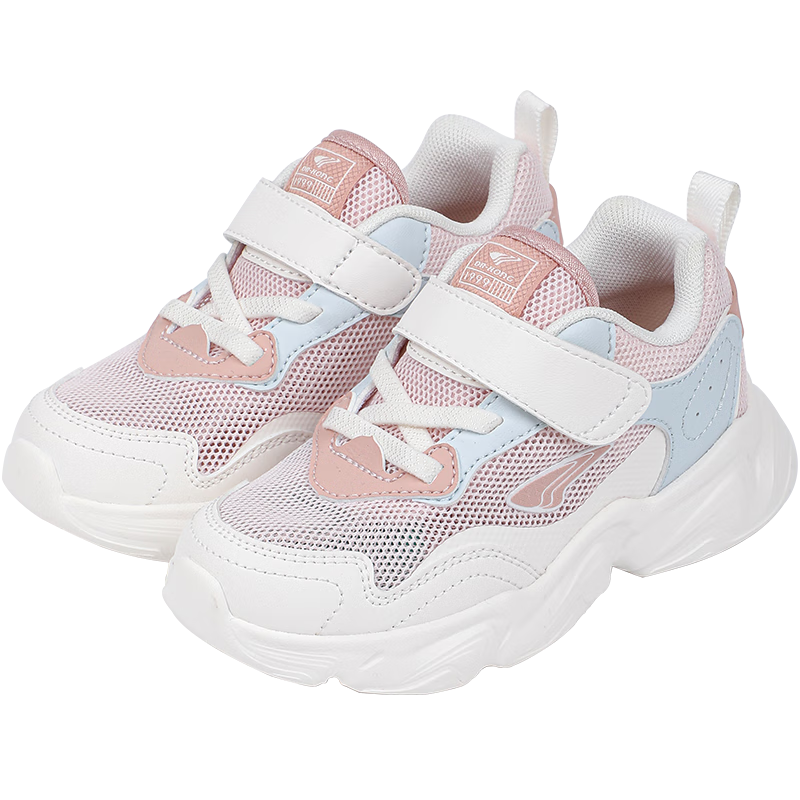 DR·KONG Toddler Shoes Sneakers Spring Season Retro Velcro Children's Shoes 2B16A1023CW Pink/blue/beige Size 29