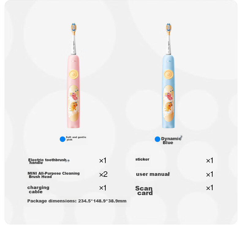 Usmile Children's Electric Toothbrush with Sonic Vibration, 120-Day Battery Life, A10 Phantom Blue, for Ages 3-12, Birthday Gift, Children's Present 12