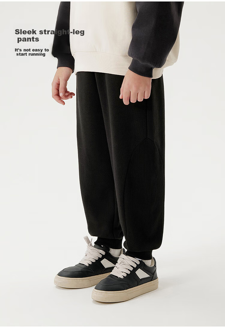 MARC&JANIE Boys' Patchwork Rib Versatile Sweatpants, Children's Trousers, Spring 2025 Collection, 250075 3