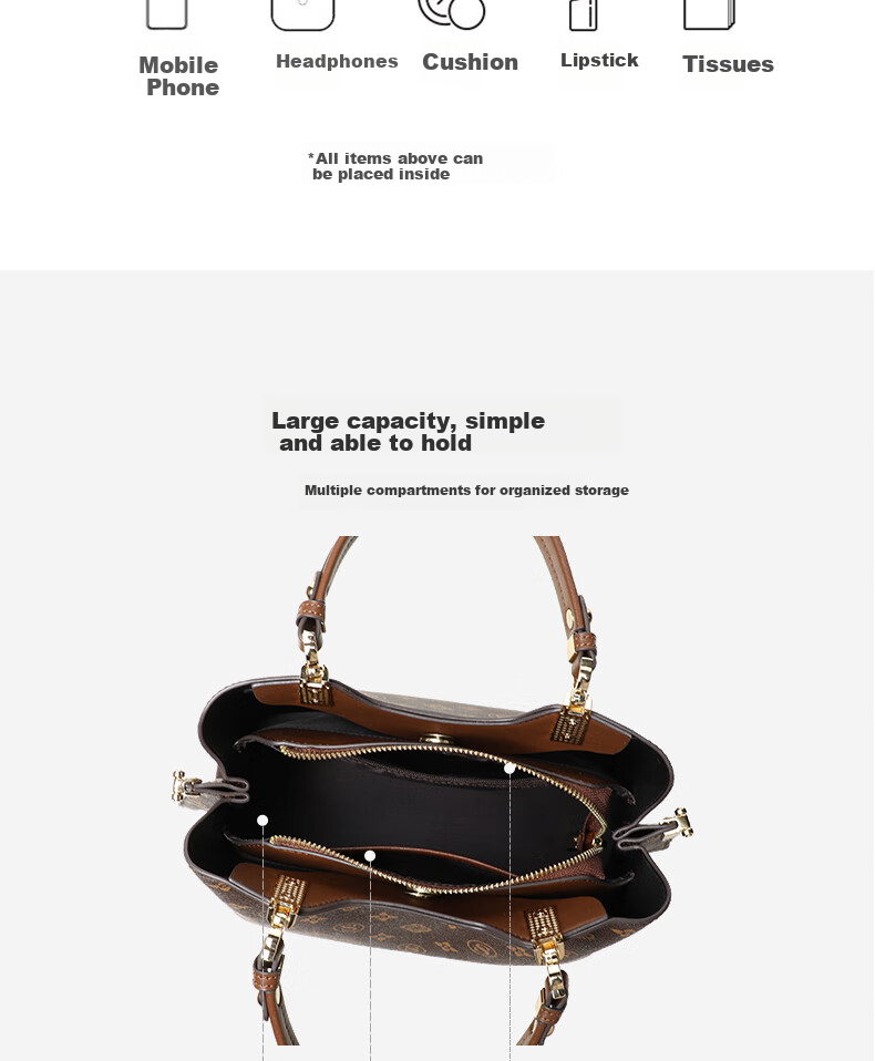 Aiqinghai Handbag, Women's Tote Bag, Large Capacity Shoulder Crossbody Bag, Brand Birthday Mother's Day Gift, Practical Present for Mom 9