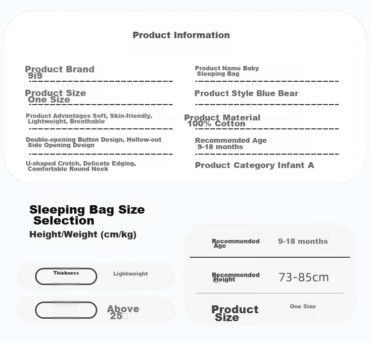 9I9 Baby Sleeping Bag, Summer Thin Pure Cotton, Sleeveless Vest for Infants, Newborn Pajamas, Anti-Kick Blanket, Air Conditioning Room Romper 2