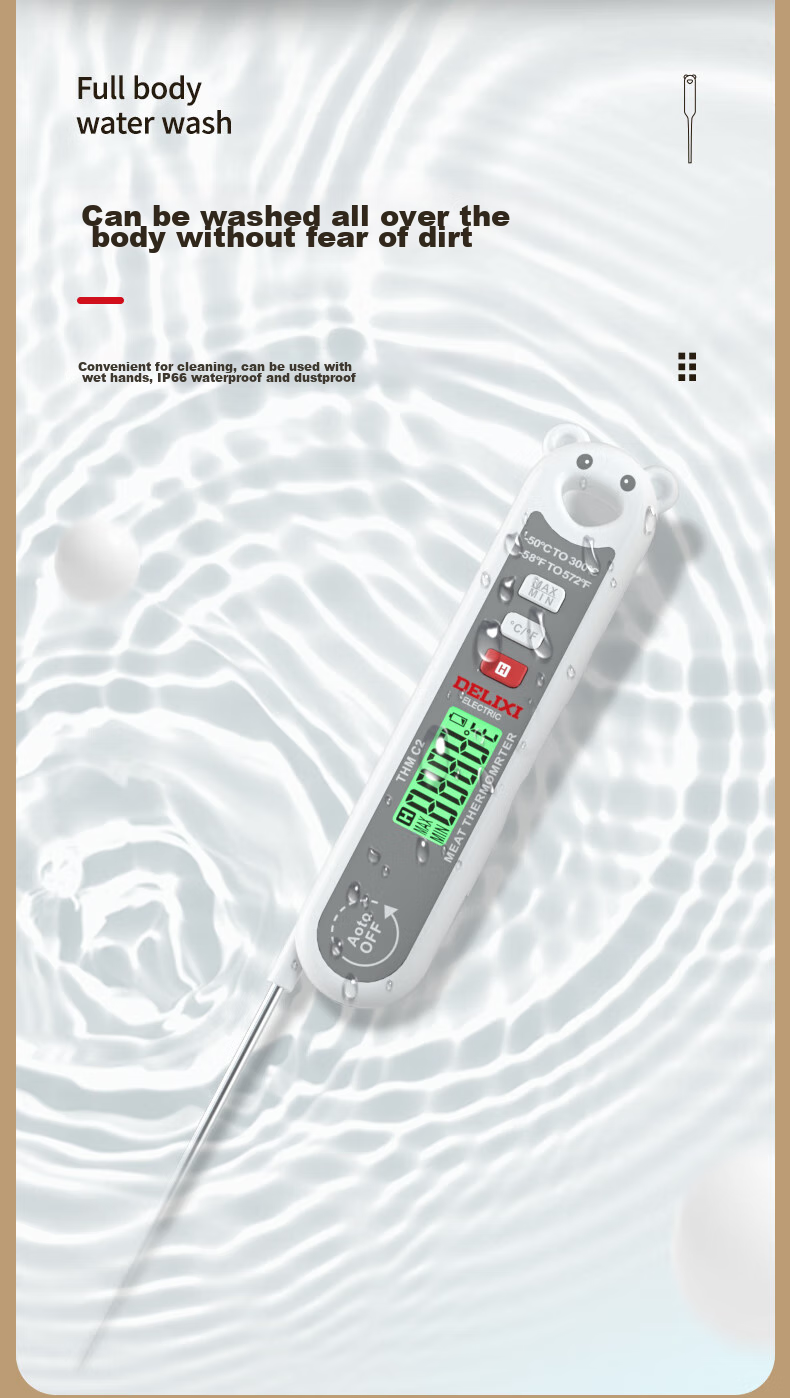 DELIXI ELECTRIC Food Thermometer Probe Kitchen Oil Temperature Meter Baby Milk Thermometer Water Thermometer Electronic Thermometer 7