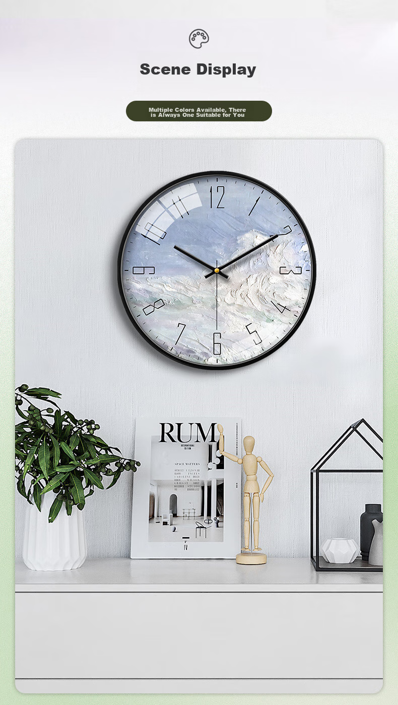 Momen Wall Clock, Nordic Light Luxury Living Room Bedroom Clock, Simple And Stylish Wall-Mounted Quartz Clock without Drilling, 36cm 5