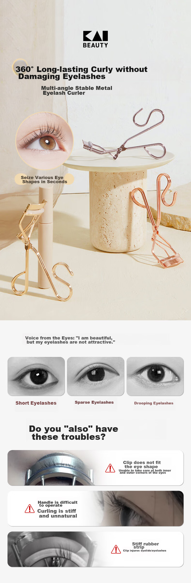 Beiyin (KAI) Curved Iron Eyelash Curler (19.5 Degrees), Patented Upgraded Versio 1