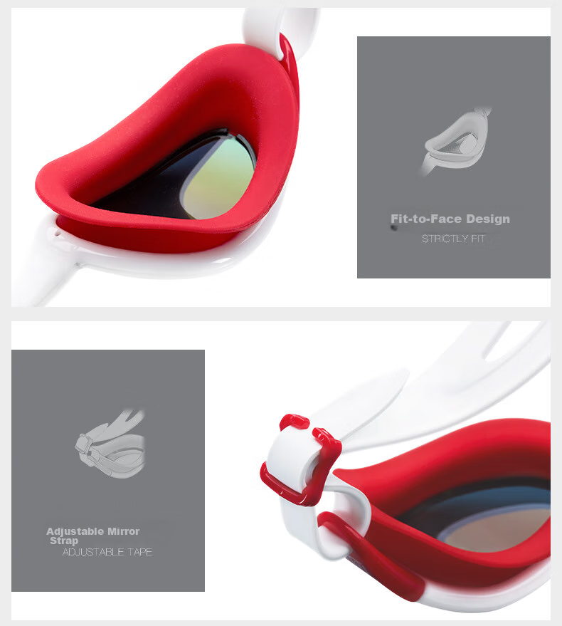 BALNEAIRE Waterproof Anti-Fog Protective Goggles, High Definition, for Men And Women, Non-Prescription, Professional, Blue And Red 11