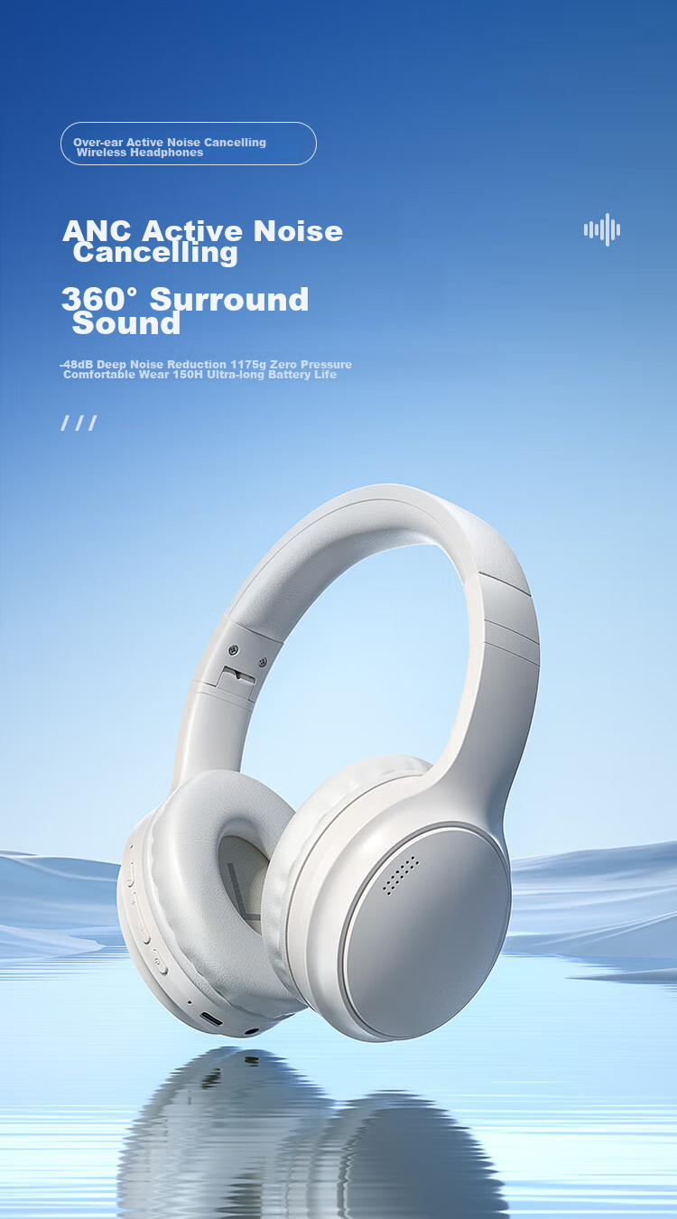 ENKOR EW28 Active Noise-Cancelling Wireless Bluetooth Headphones with Long Battery Life And High Sound Quality for Mobile Phones, Computers, Gaming, Online Classes, Music And Entertainment 1