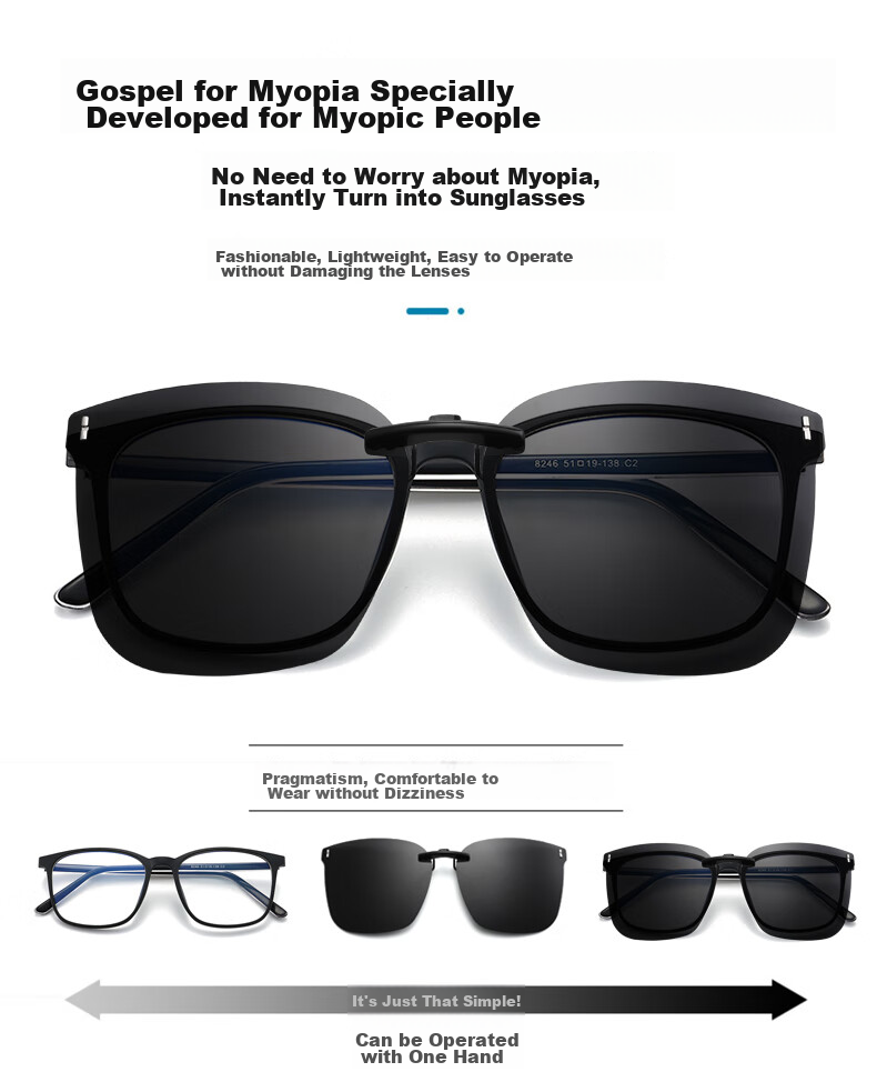 LESCA LUNETIER Polarized Clip-On Sunglasses for Men And Women, Adjustable Prescription Sunglasses Clip-On for Driving And Fishing 2