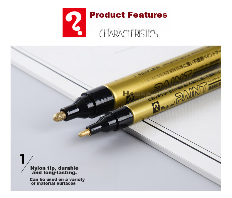 Nakabayashi Chulin Paint Marker, Highlighter Pen, Industrial Touch-Up Pen, 1.2mm Quick-Drying Graffiti Pen, Waterproof Non-Fading Oil-Based Marker, White Single Pen, 1.2mm 5