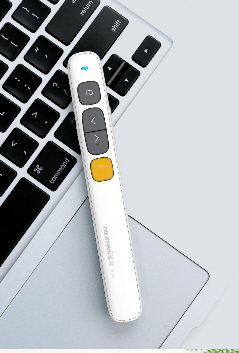 NORWII 100-Meter Remote Control PPT Seewo Page-Turning Pen for Teachers, Button Laser Pointer, Multimedia Volume Control, Wireless Presenter, Projection Pen N29 Red Light White 13