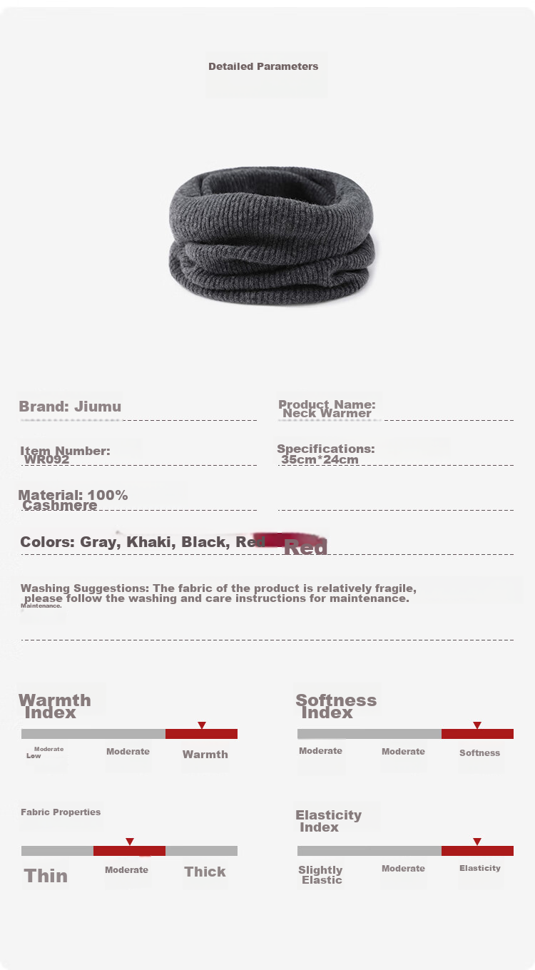 JIUMU 100% Cashmere Warm Neck Gaiter for Men, Autumn And Winter Cycling Hoodie Neck Warmer, Outdoor Neck Protection Scarf for Men in Winter 10
