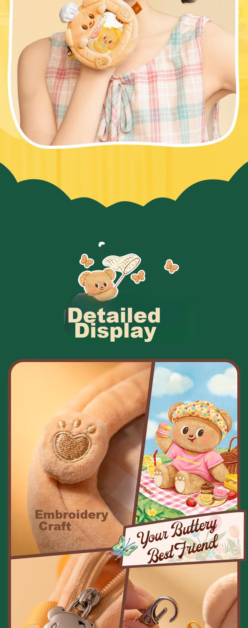 Deli Crossbody Bag, Butter Bear Design, Cute And Versatile Travel Bag HY702, Gift for Boys And Girls, Back-To Stationery Gift 6