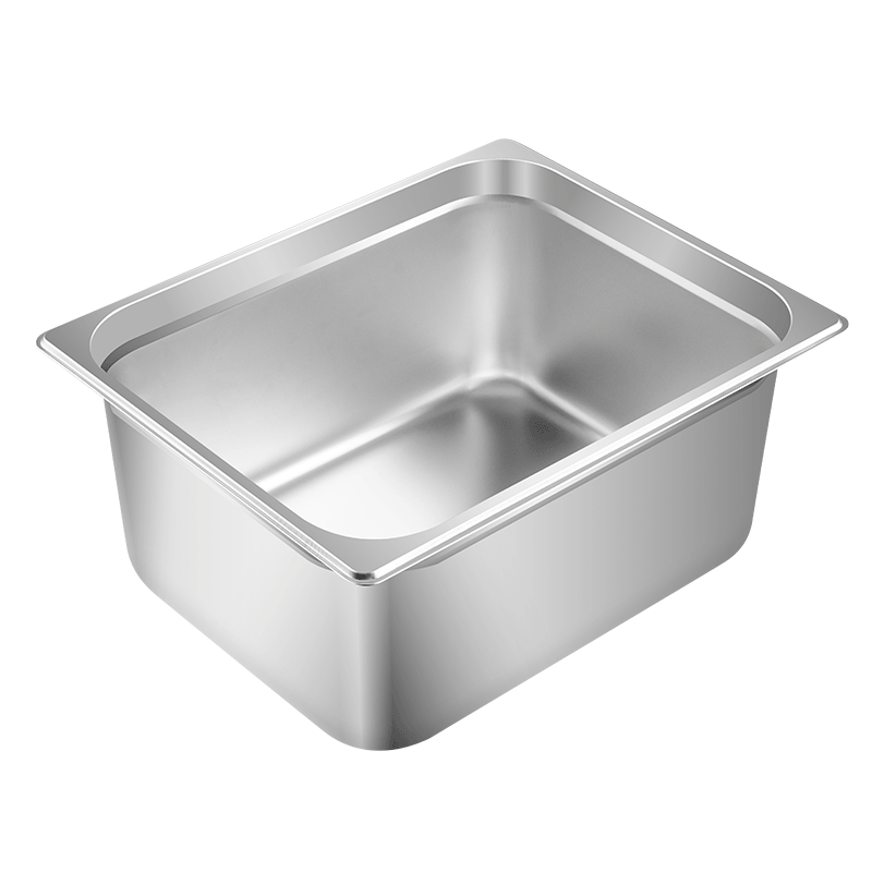 Baijie Stainless Steel Square Basin 1/2 Size Commercial Thickened Stainless Steel Square Serving Basin 150mm High