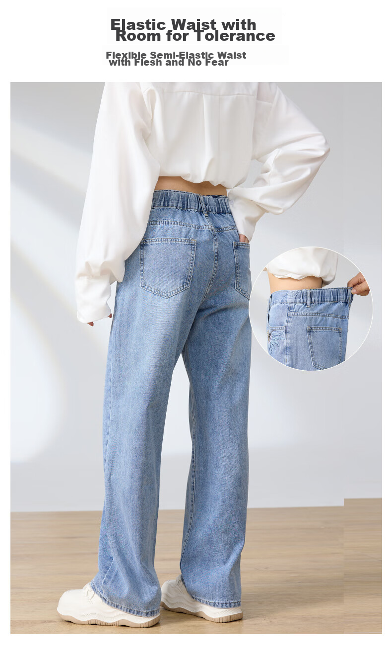LangSha Straight-Leg Jeans for Women, Spring And Autumn High-Waisted Loose-Fitting Slimming Chinese-Style National Fashion Embroidered Narrow Wide-Leg Pants 7