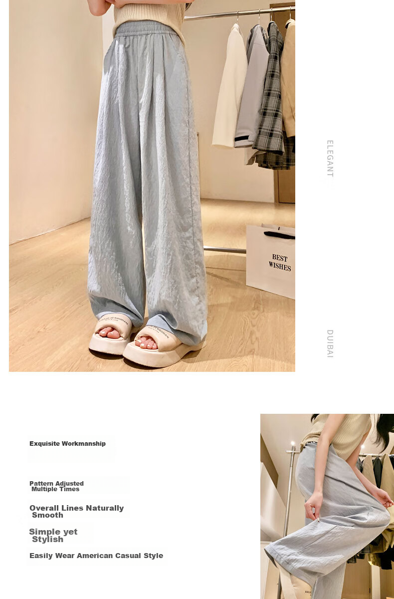 LangSha Lazy Style Yamamoto Pants for Women, Spring And Summer High-Waisted Draping Floor-Length Pants, Petite Wide-Leg Casual Trousers 7