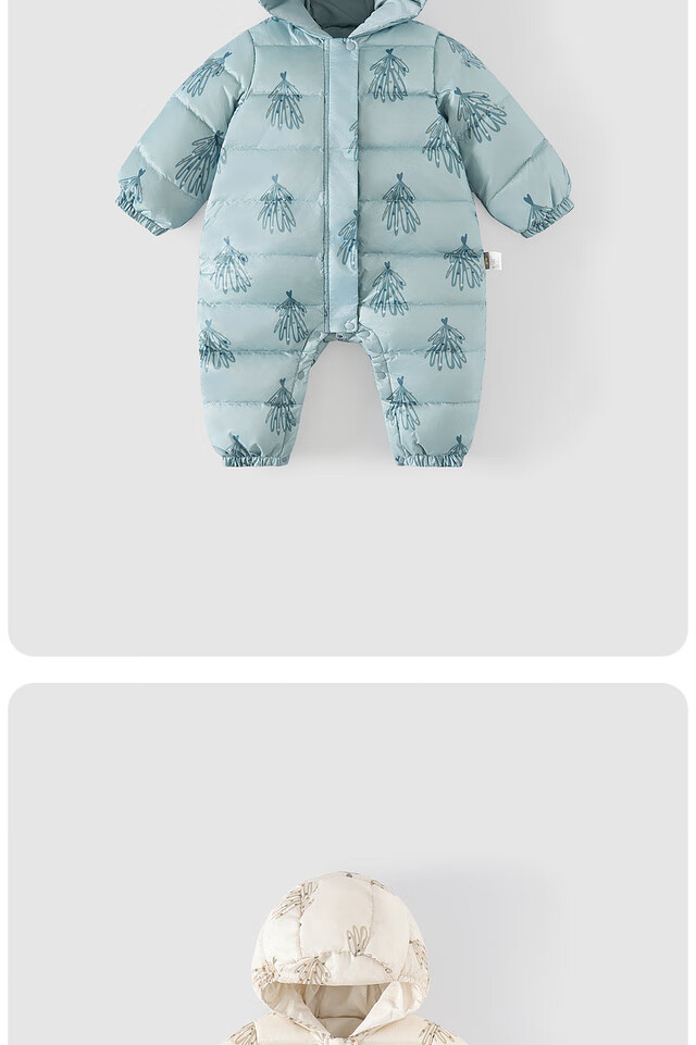 TONGTAI Baby Down Jacket One-Piece Autumn Winter Hooded Romper Kids Outdoor Three-Proof Jumpsuit Blue 90cm 13