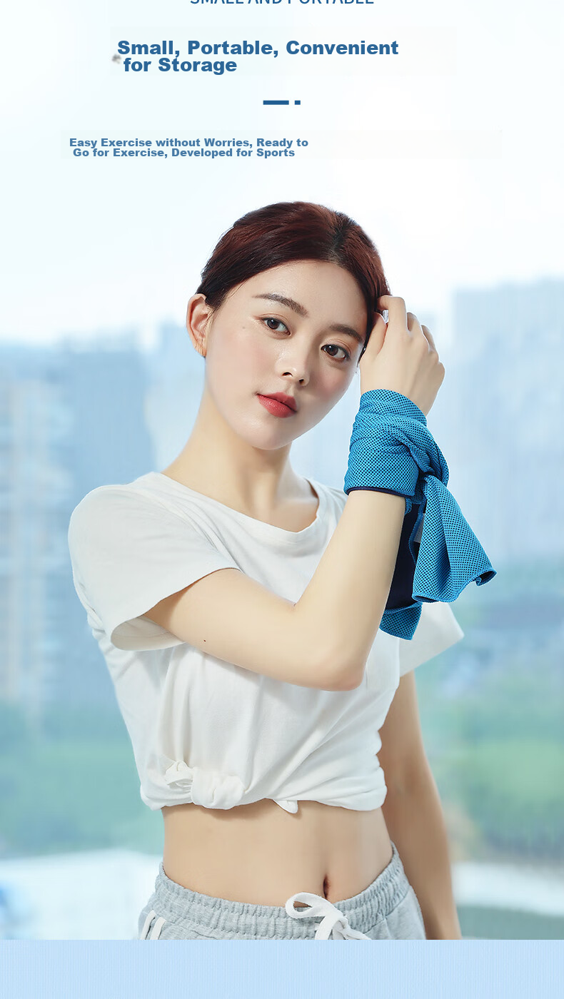 Grace Cooling Sports Towel, Running Fitness Quick-Dry Cool Towel, Ice-Cool Antibacterial Military Training Wristband Sweat-Absorbing Towel, Navy Blue 8