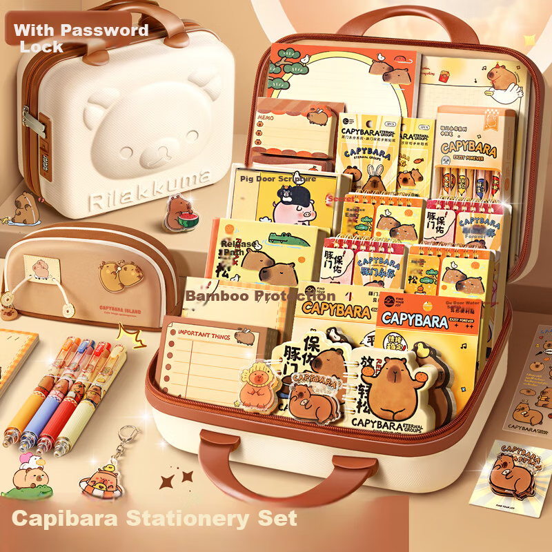 Mingyu Capybara Stationery Set, Birthday Gift for Boys And Girls Aged 10-12, First Grade Elementary School Students' Study Supplies Set, Children's Gift, Graduation Present