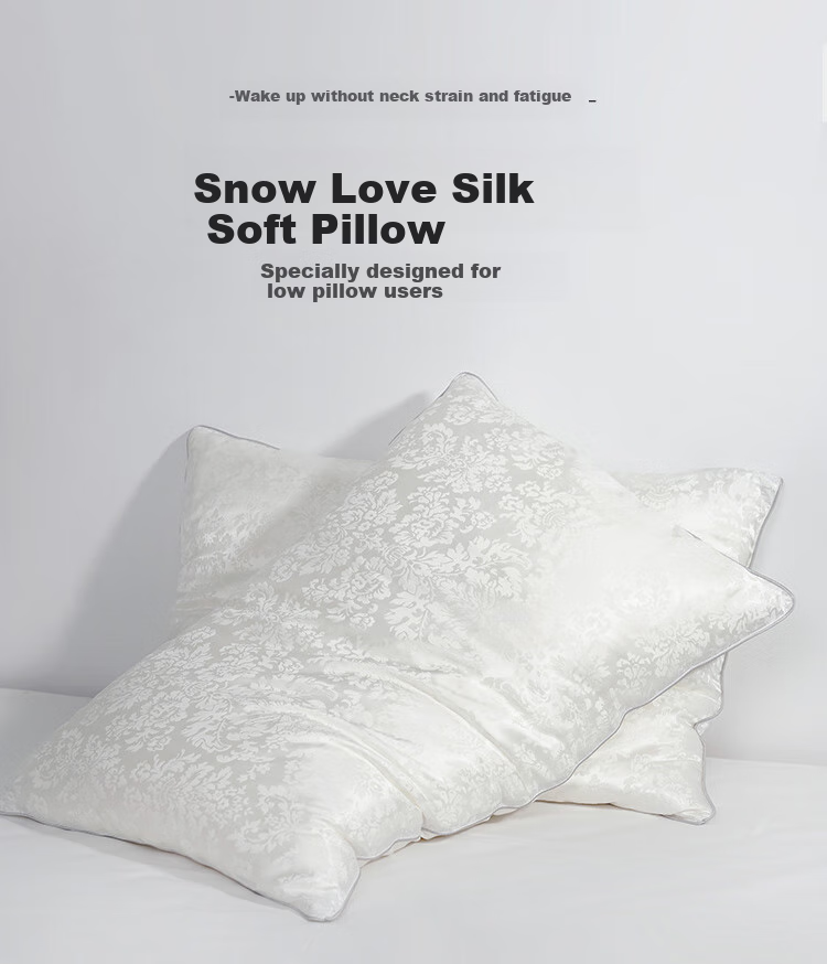 Ciyun Snow Love Silk Soft Pillow, Pure Silk Fabric, Silk Pillow Core with Mulberry Silk Filling, One Piece, 48*74cm 1